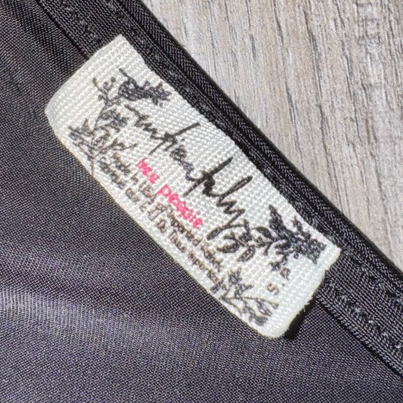 Free People Intimately Black One Shoulder Ruched Fitted Tie Tank Top S - Picture 2 of 2